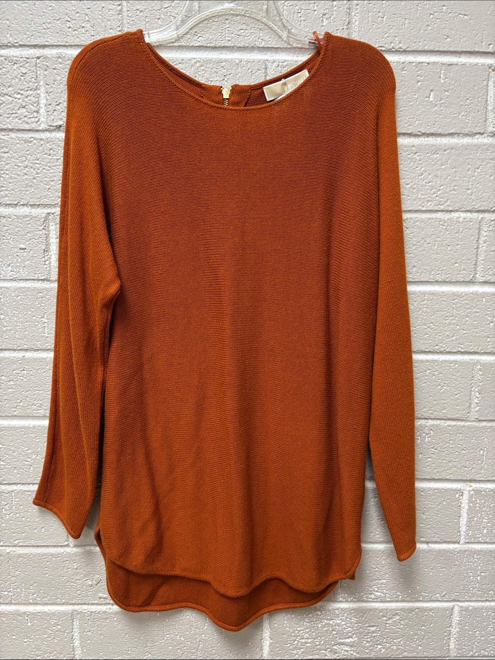Michael Kors Long Sleeve Knit Tunic in Rust Orange